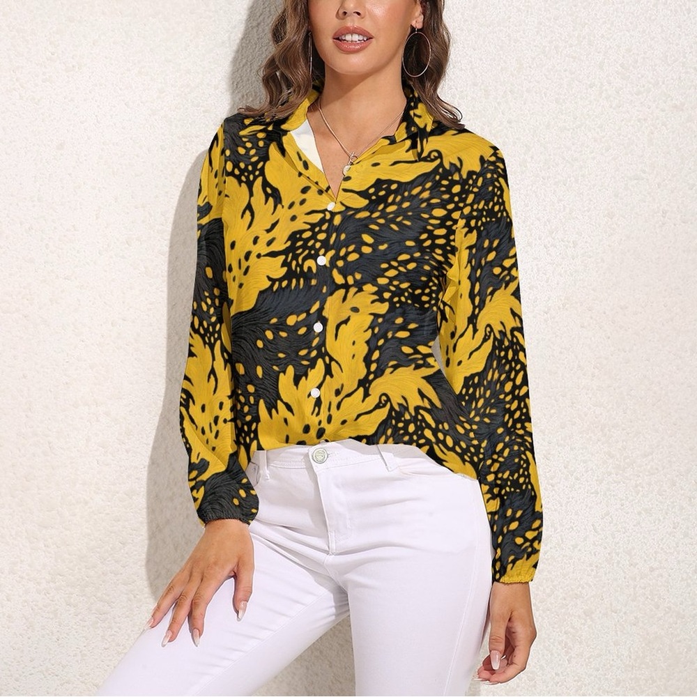 Women’s Blouse Button Up Top Dress Shirt Fall Fashion Casual Top